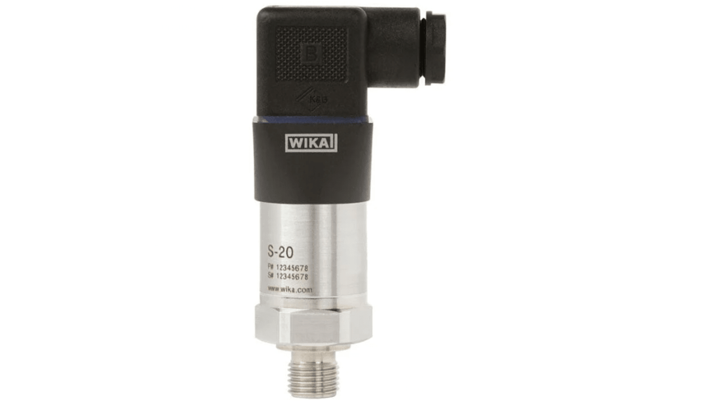 Sensore di pressione relativa WIKA 48774335, 0.6 bar max, uscita analogica, robusto, per applicazioni industriali.