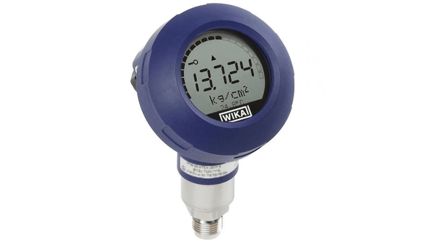 Sensore di pressione relativa WIKA 82109980, 16bar max, uscita 4-20 mA, display LC rotante, precisione 0,15%.