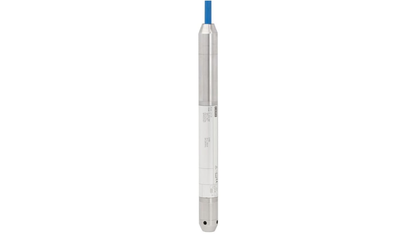 WIKA 48789112, trasmettitore di pressione a immersione LH-20, montaggio con cavo, uscita 4-20 mA, grado di protezione IP68, corpo in acciaio inox.