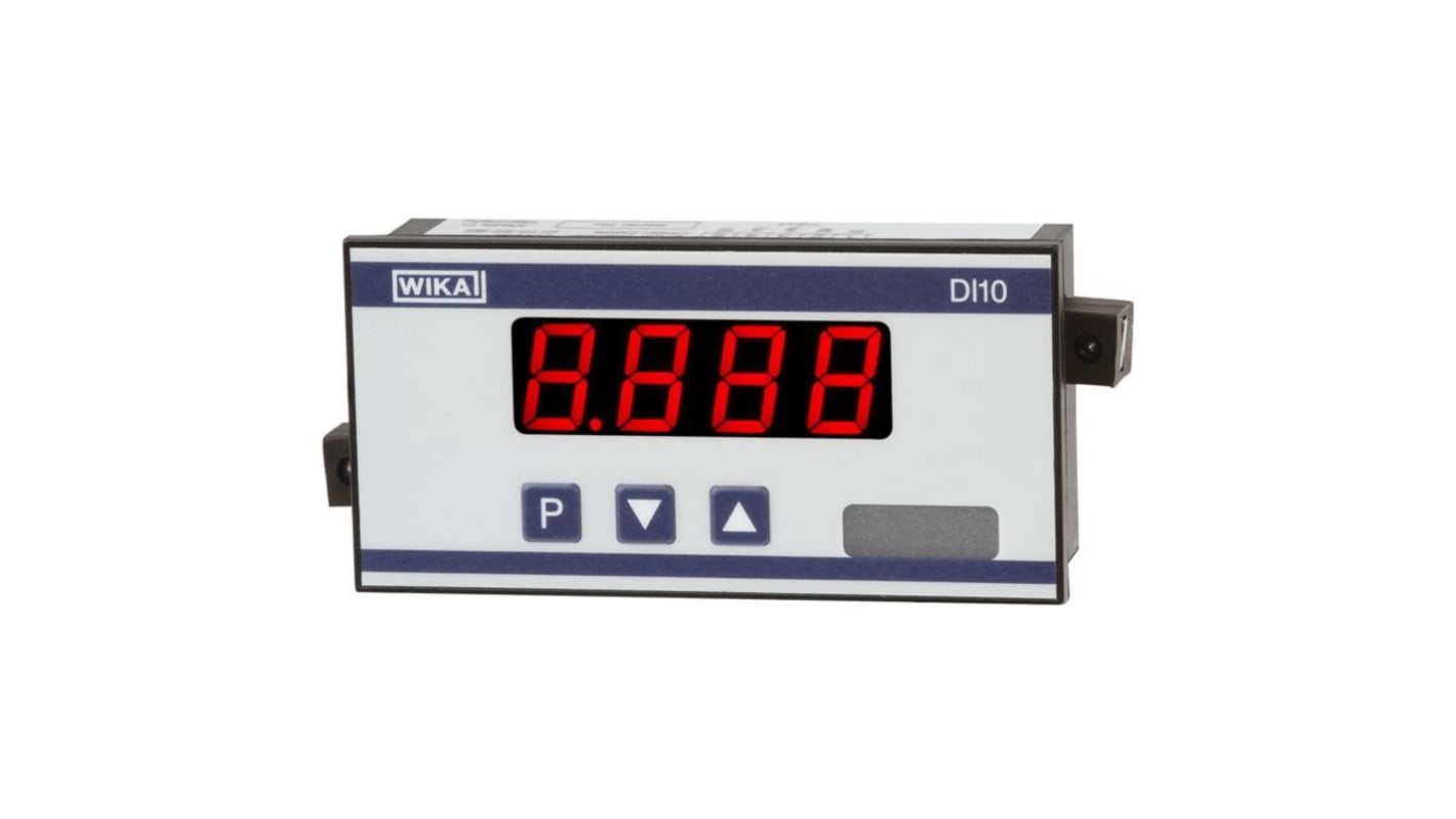 Misuratore digitale WIKA 14024082, modello DI10, per segnali 4-20 mA, dimensioni 48x96 mm, profondità 38 mm, 4 cifre LED.