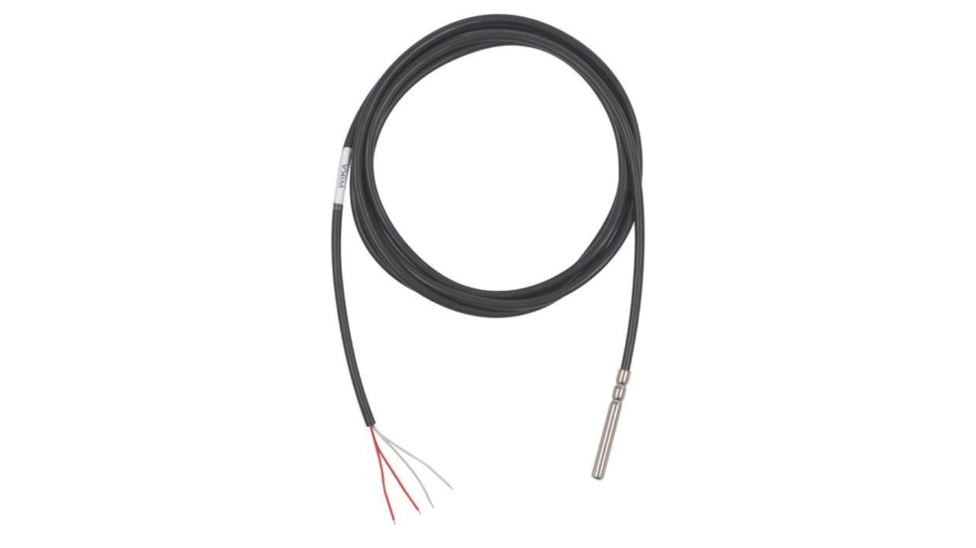Sensore RTD WIKA 14080920, sonda di 50mm, diametro 6mm, rileva temperature da -50°C a +200°C, montaggio rapido.