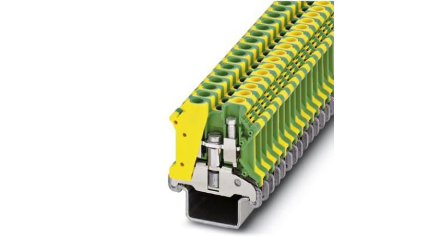 Morsettiera modulare di terra Phoenix Contact 444048, 1 via, 24-8 AWG, guida DIN, protezione sovratensione. Adatta per centrali di controllo.