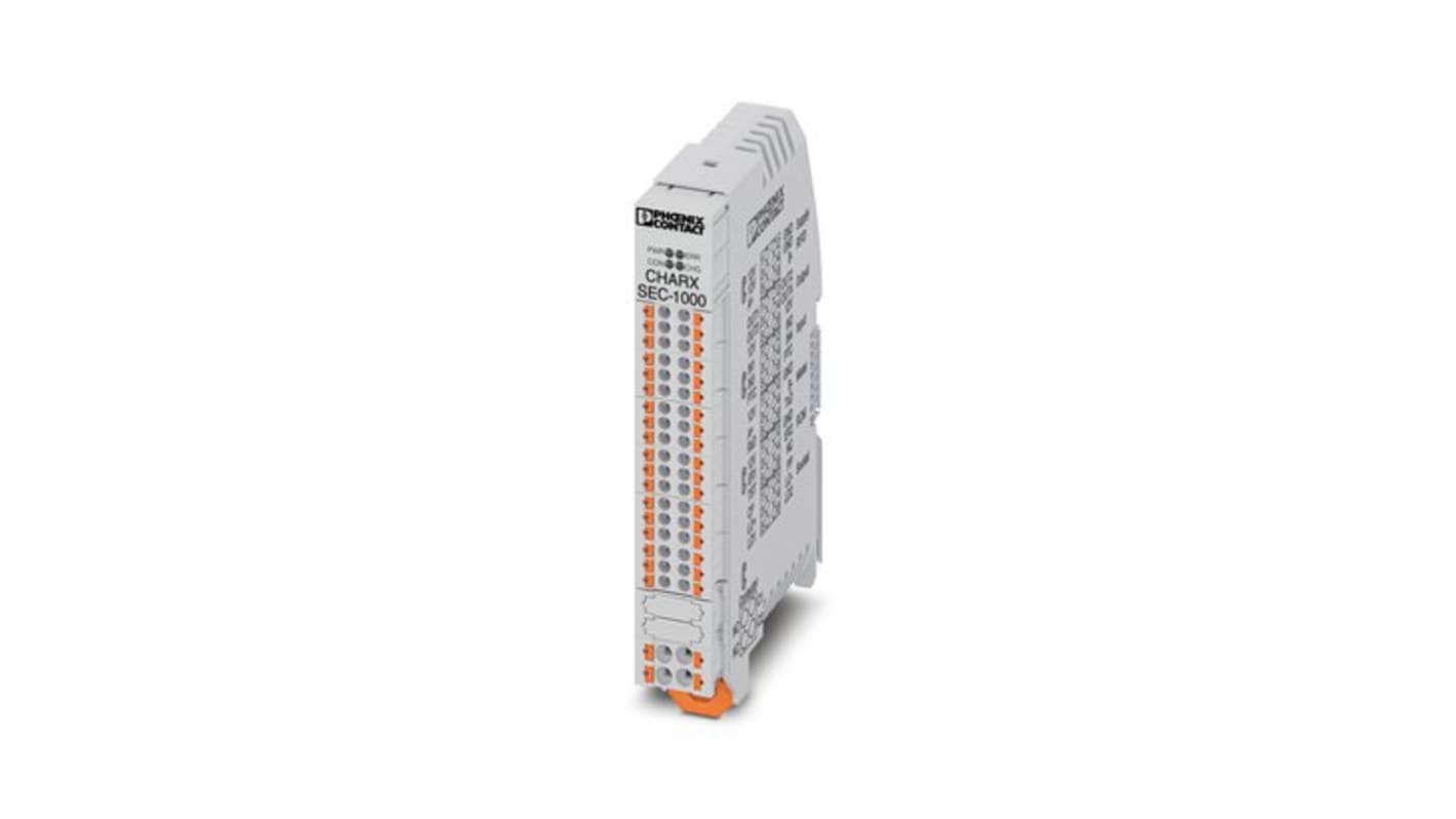 Controller di ricarica CA Phoenix Contact 1139034, montaggio su guida DIN, modalità stand-alone, grado di protezione IP20.