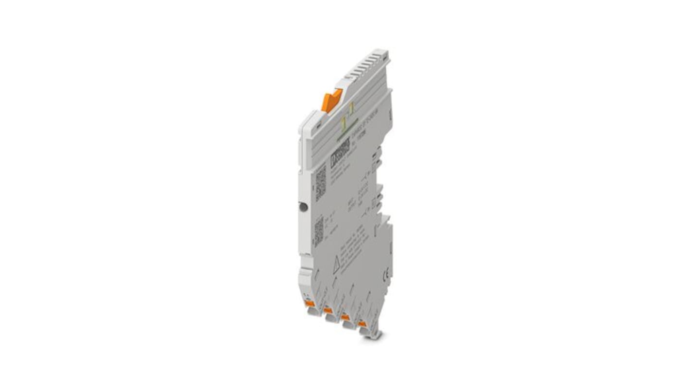 Interruttore di sicurezza elettronico Phoenix Contact, 1 canale, 6A, 12-24V CC, montaggio su guida DIN, colore grigio RAL 7035.