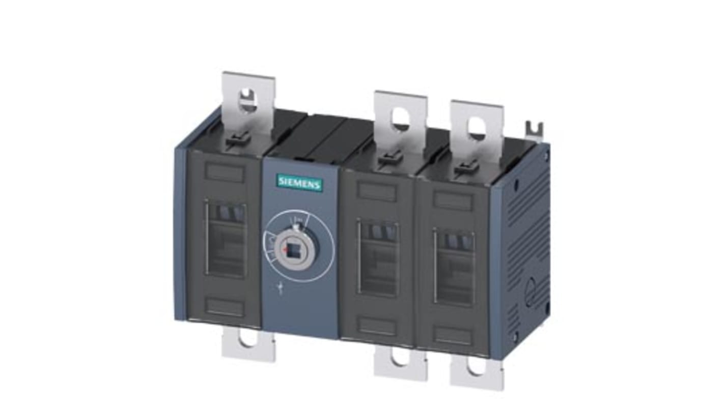Sezionatore interruttore Siemens 3KD4030-0PE20-0, 3 poli, corrente massima 315A, meccanismo anteriore, scollegamento di sicurezza.