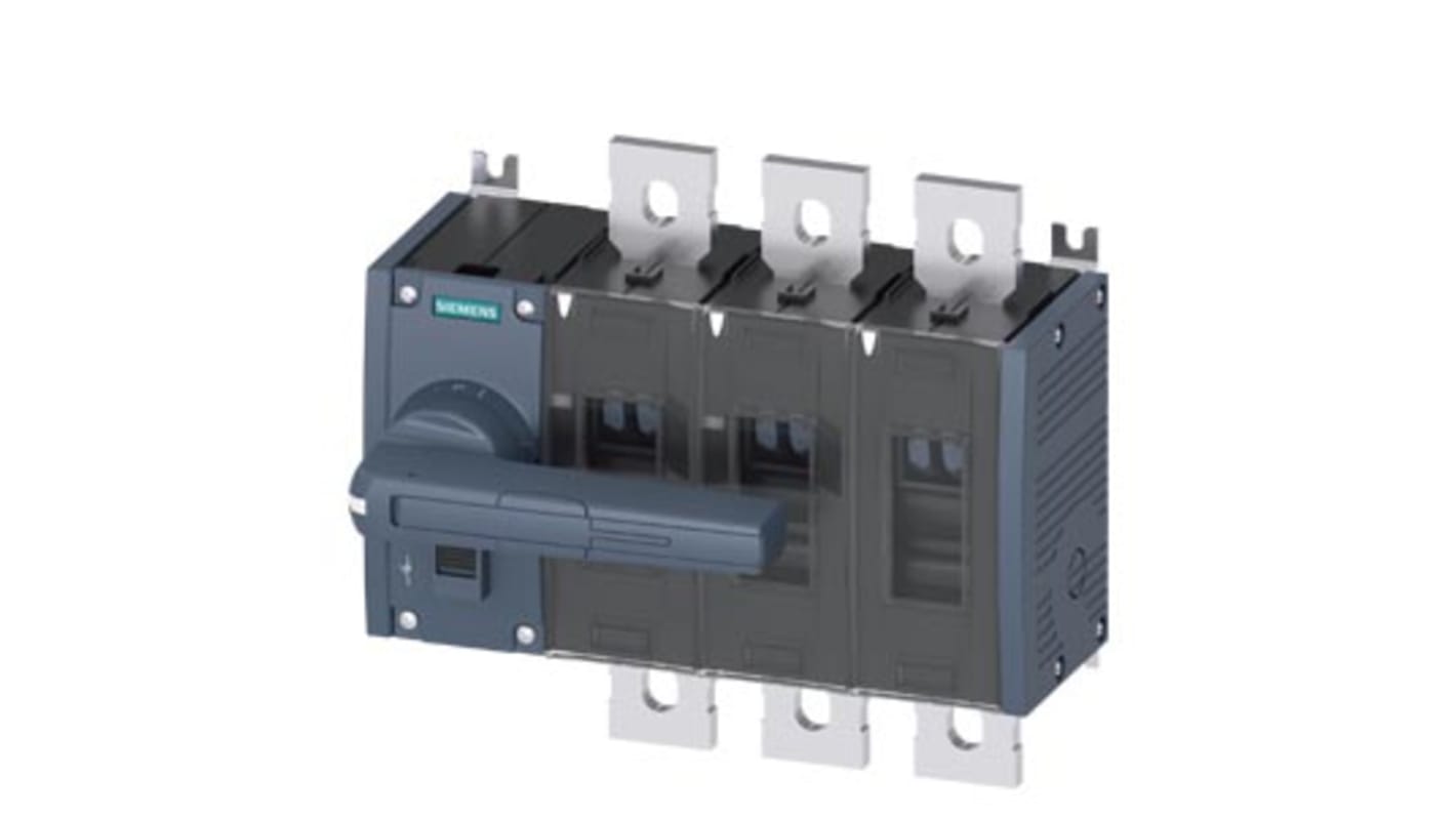 Sezionatore interruttore Siemens 3KD4432-0QE10-0, 3 poli, corrente massima 500A, meccanismo anteriore, scollegamento di sicurezza.