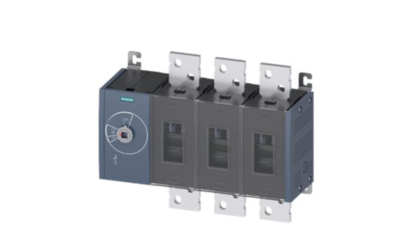 Sezionatore interruttore Siemens 3KD5230-0RE10-0, 1250A, 3 poli, azionamento anteriore, scollegamento di sicurezza.