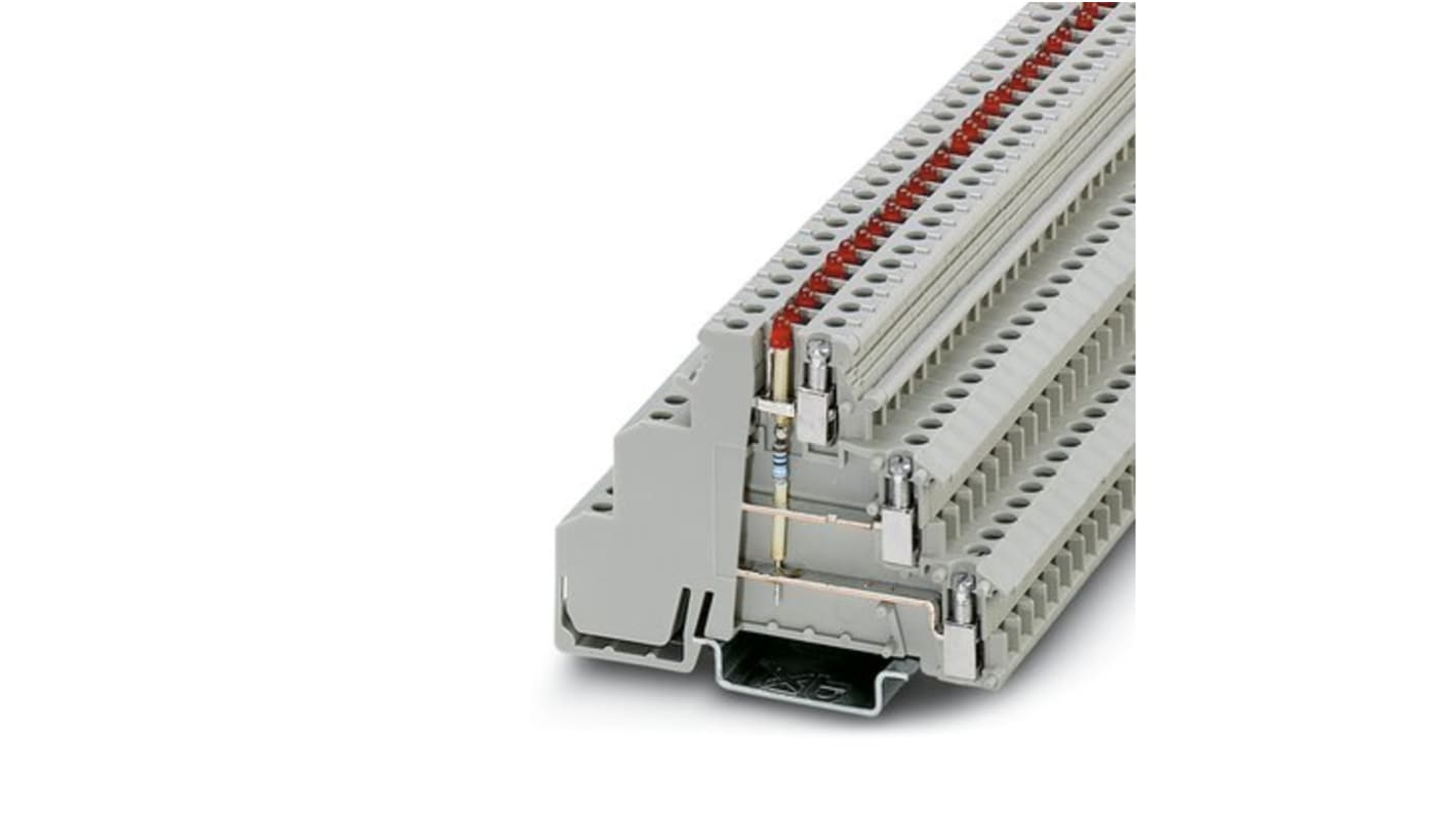 Morsetto Phoenix Contact 2716279 grigio triplo per sensori/attuatori. Design ecocompatibile per cablaggio efficiente. Sicuro e compatto.