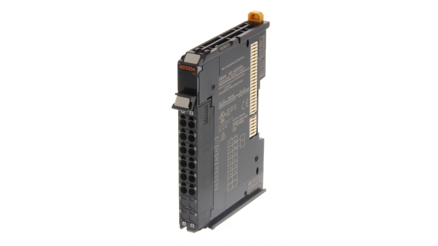Modulo di ingresso analogico Omron NX-AD3204 per Controllore NX, serie NX-AD, single ended, morsettiera senza viti.