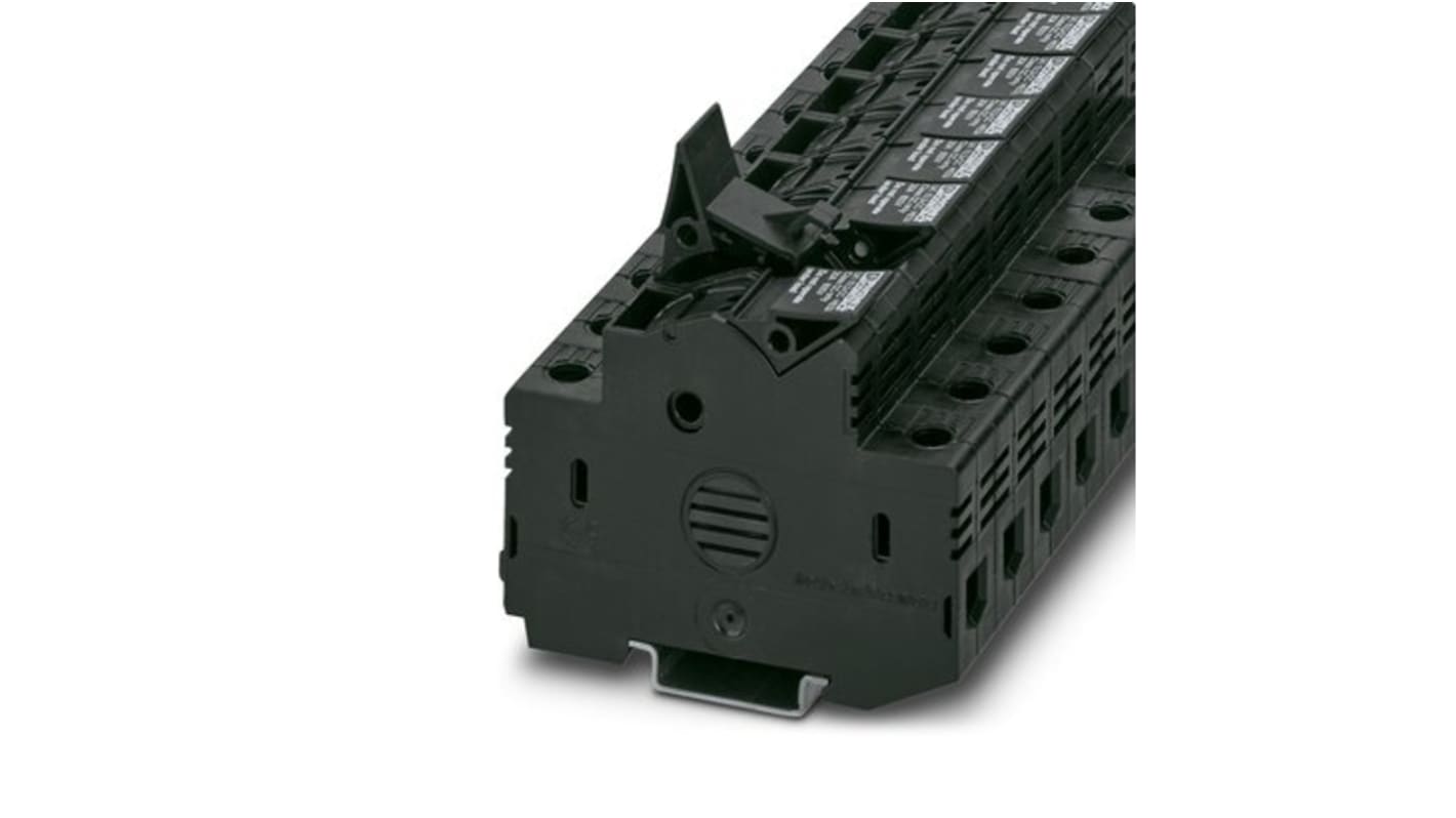 Morsettiera modulare Phoenix Contact 3048580 nera con LED, compatibile con fusibili in vetro/ceramica e facile ponticellazione.