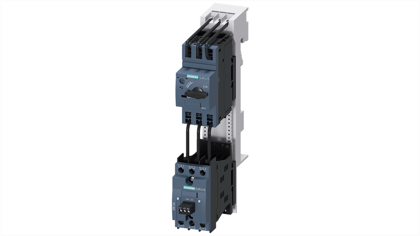 Starter motore Siemens 3RA2210-0HH03-0SB4, 3 fasi, 180 W, montaggio verticale, dimensioni 260x90x173 mm, certificato ATEX.