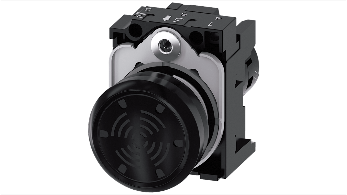 Segnalatore acustico e luminoso Siemens 3SU12006LB101AA0, rotondo, 24 V, 75 dB, montaggio su piastra, colore nero, grado di protezione IP66/IP67/IP69K.