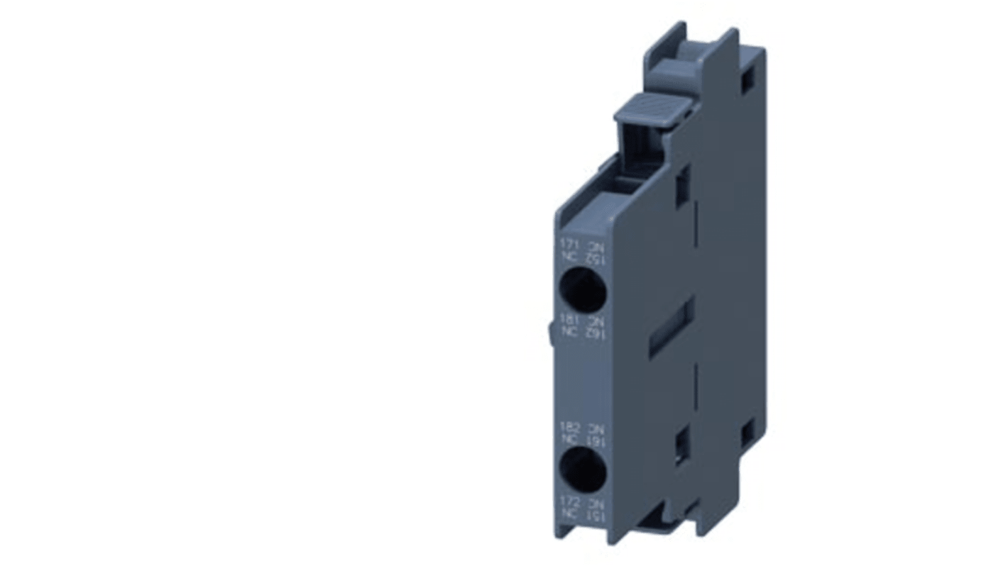 Blocco interruttore ausiliario Siemens 3RH19211KA02, 2 contatti 2NC, montaggio a innesto, classe di protezione IP20.
