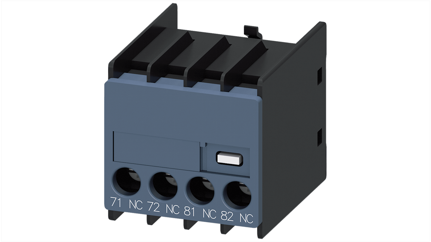 Blocco interruttore ausiliario Siemens 3RH29111MA02, 2 contatti NC, montaggio a innesto, classe di protezione IP20.