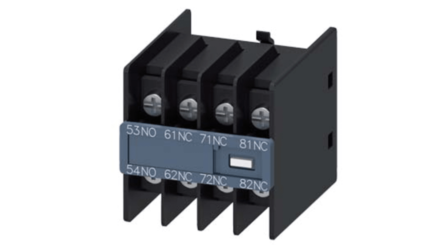 Blocco interruttore ausiliario Siemens 3RH29114GA13, 4 contatti (1 NA + 3 NC), montaggio a innesto, serie 3RH2.