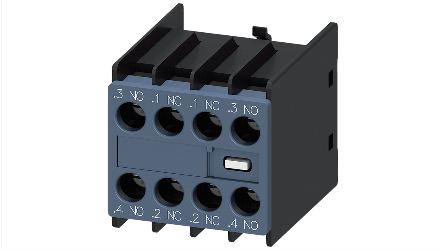 Blocco interruttore ausiliario Siemens 3RH29161FA22, 4 contatti (2 NA + 2 NC), montaggio a innesto, IP20.