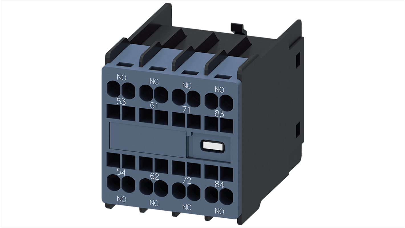 Blocco interruttore ausiliario Siemens 3RH29162XA220MA0, 4 contatti (2 NA + 2 NC), montaggio a innesto, IP20.