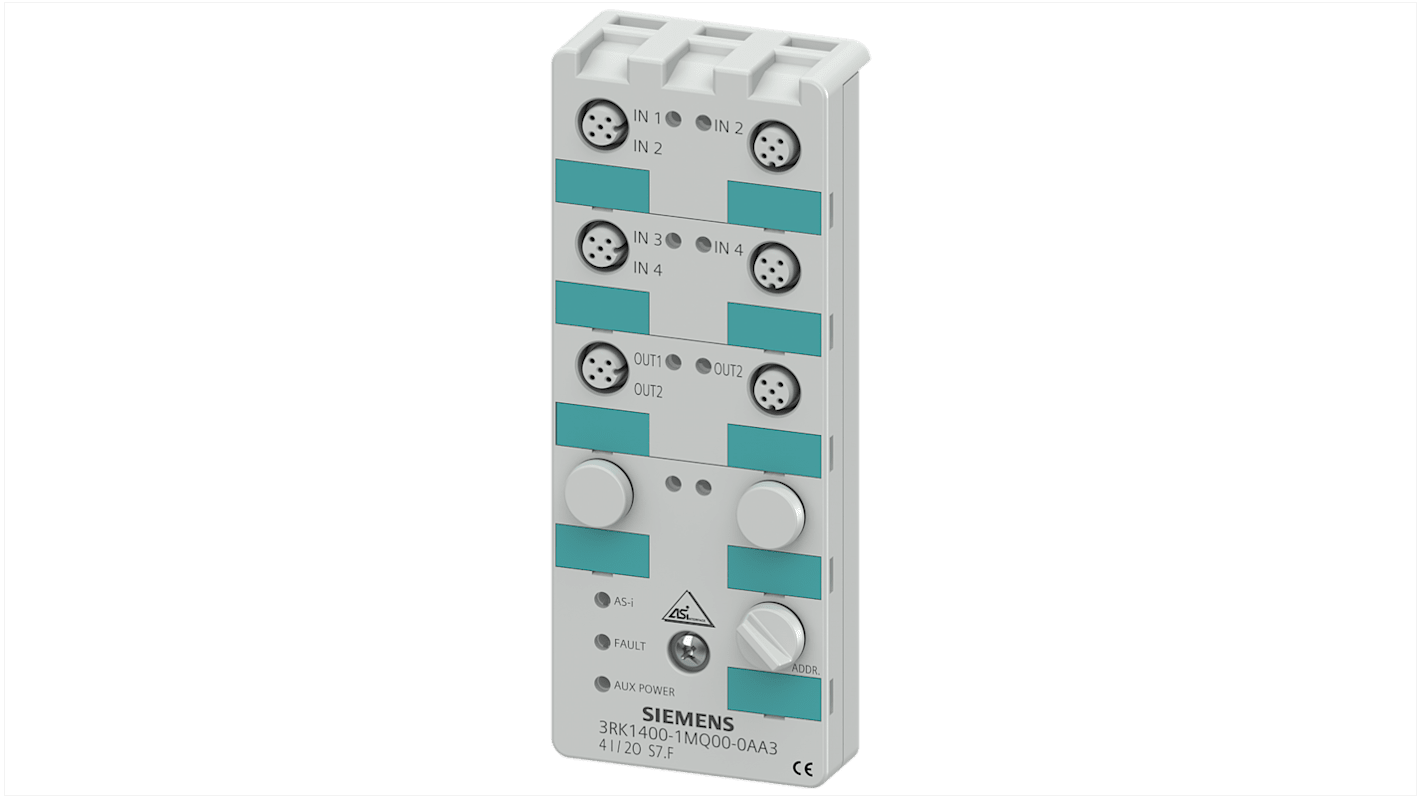 Modulo I/O digitale Siemens 3RK14001MQ000AA3, compatto, IP67, dimensioni 152 x 60 x 29 mm, per applicazioni industriali.