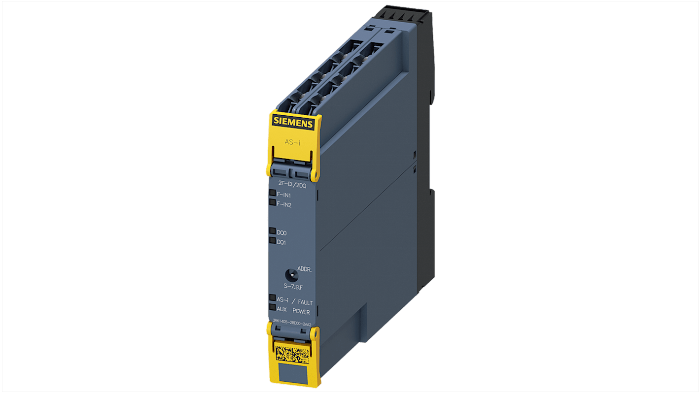 Modulo I/O Slimline Compact Siemens 3RK14052BE002AA2, per armadietto di controllo, 2 ingressi e 2 uscite, alimentazione 18-31.6 V.