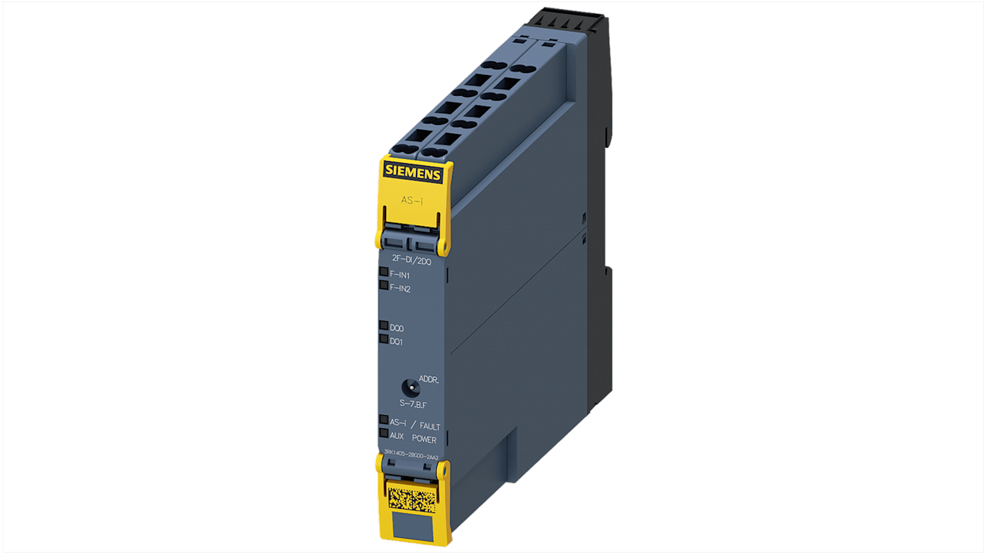 Modulo I/O Slimline Compact Siemens 3RK14052BG002AA2, per armadietto di controllo, 2 ingressi e 2 uscite, alimentazione 18-31.6 V.