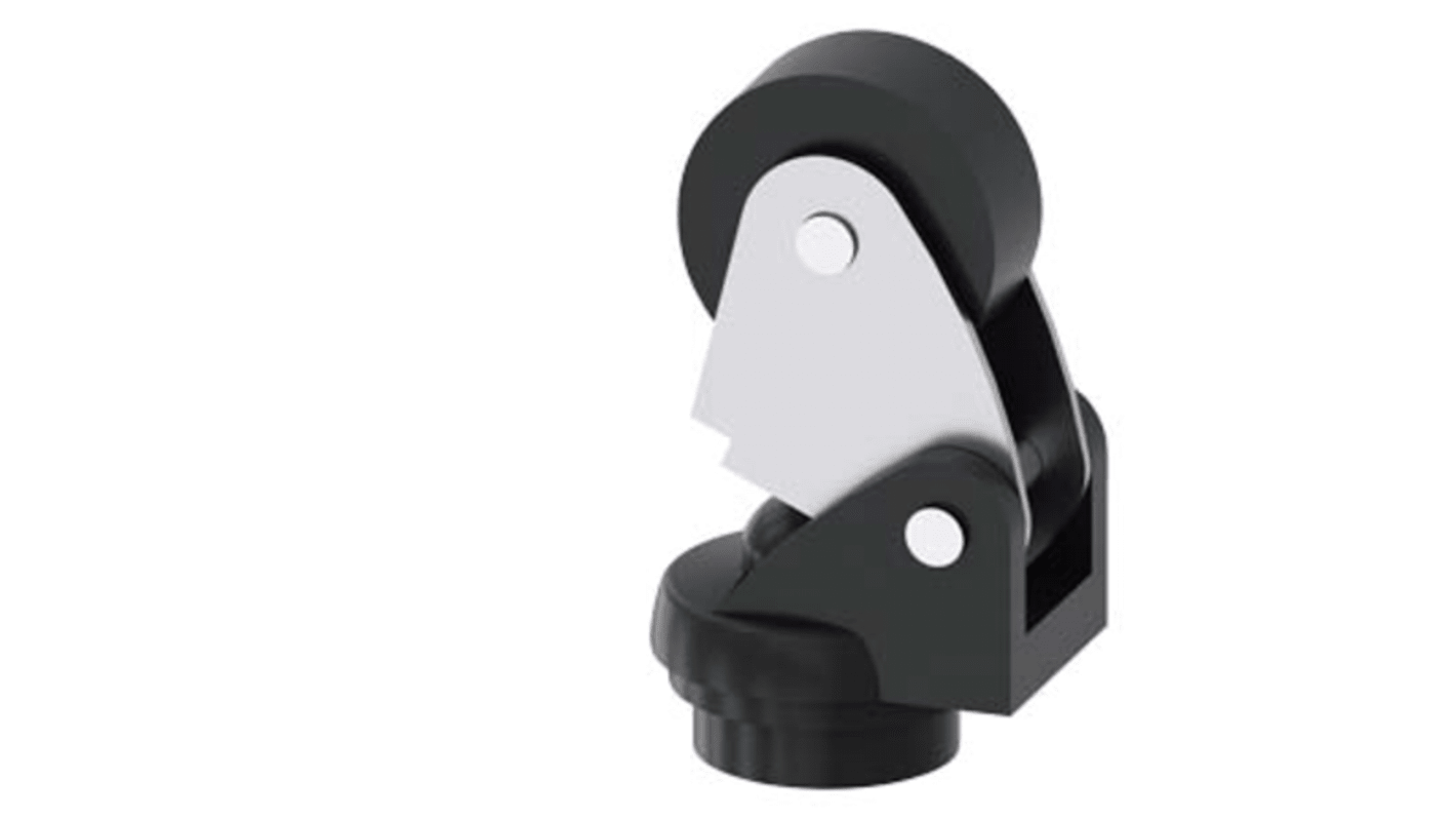 Testa attuatore Siemens 3SE5 per interruttore di posizione, leva in acciaio inox, rotella plastica da 22 mm, fissaggio bloccabile.