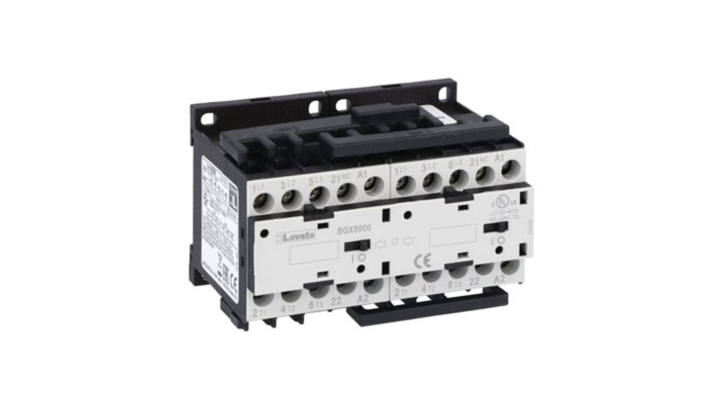 Lovato 11BGR0901A024, teleinvertore 9 A, 24 V c.a., 440 V contatto, 4 kW, con interblocco esterno e contatto ausiliario NC.