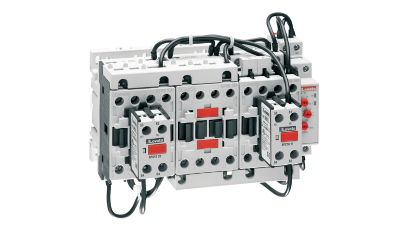 Avviatore stella-triangolo Lovato BFA00970400, 3 fasi, potenza 7,5 kW, tensione 440 V, corrente 16 A, telaio aperto, peso 1700 g.