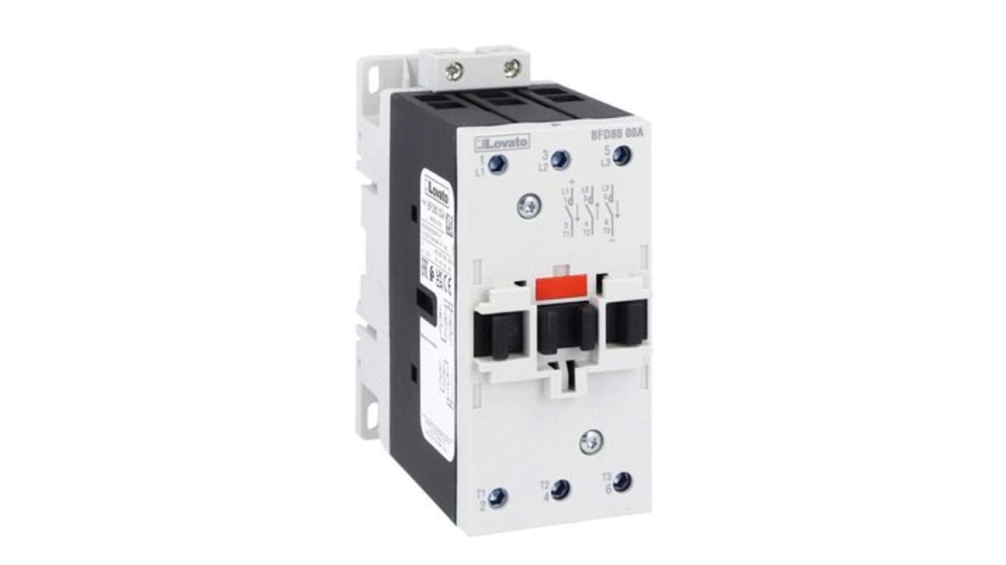 Contattore Lovato BFD8000A230, 3 poli, 60 A, 230 V c.a., montaggio su guida DIN, protezione IP20.