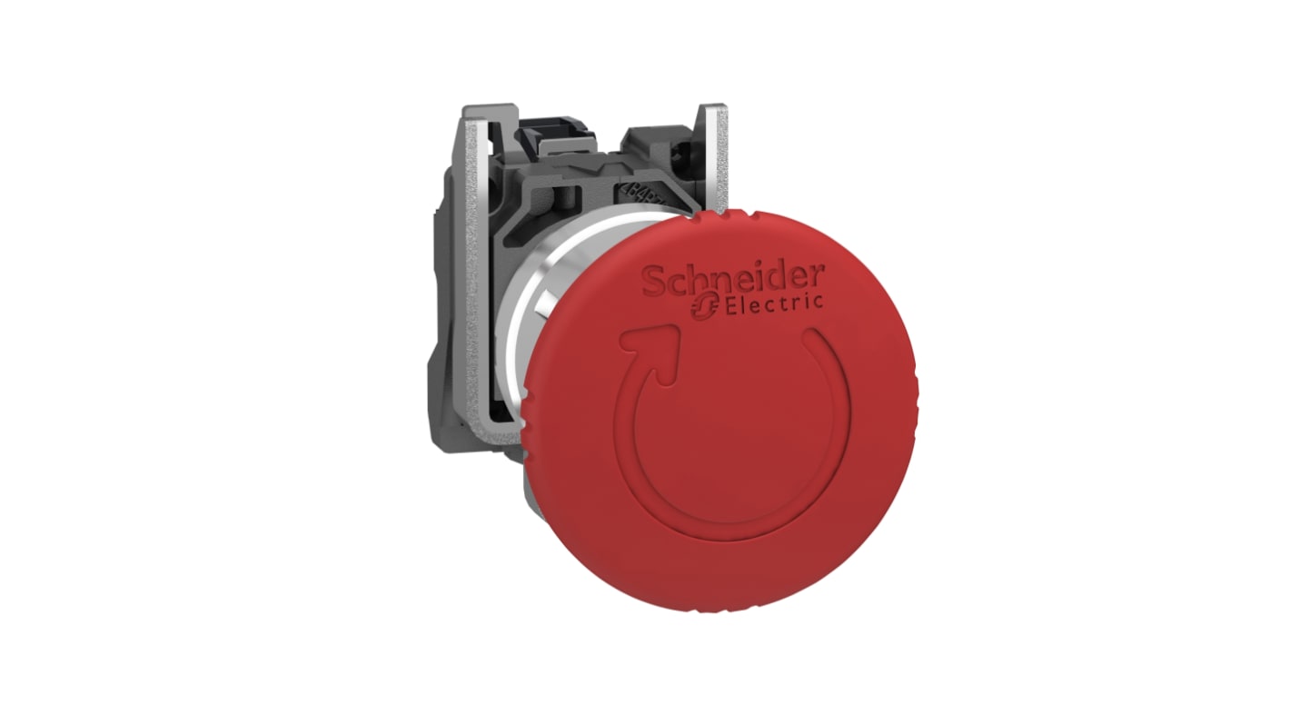 Pulsante di arresto di emergenza rotondo Schneider Electric Harmony, montaggio a pannello, IP66/IP67/IP69K, 22.5mm, rosso.