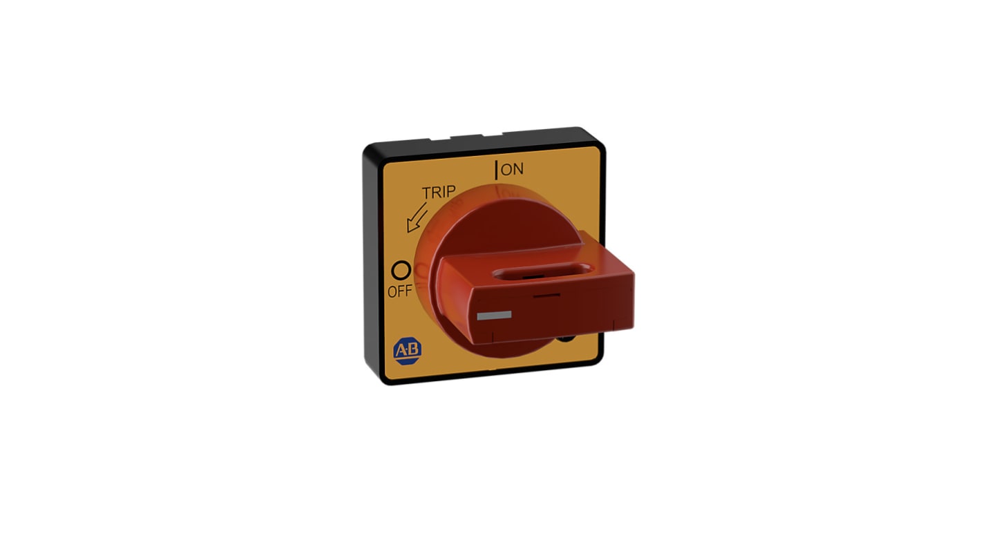 Maniglia rotante Rockwell Automation 140MT-C-DRY66 per interruttori automatici, colore rosso/giallo, grado di protezione IP66.