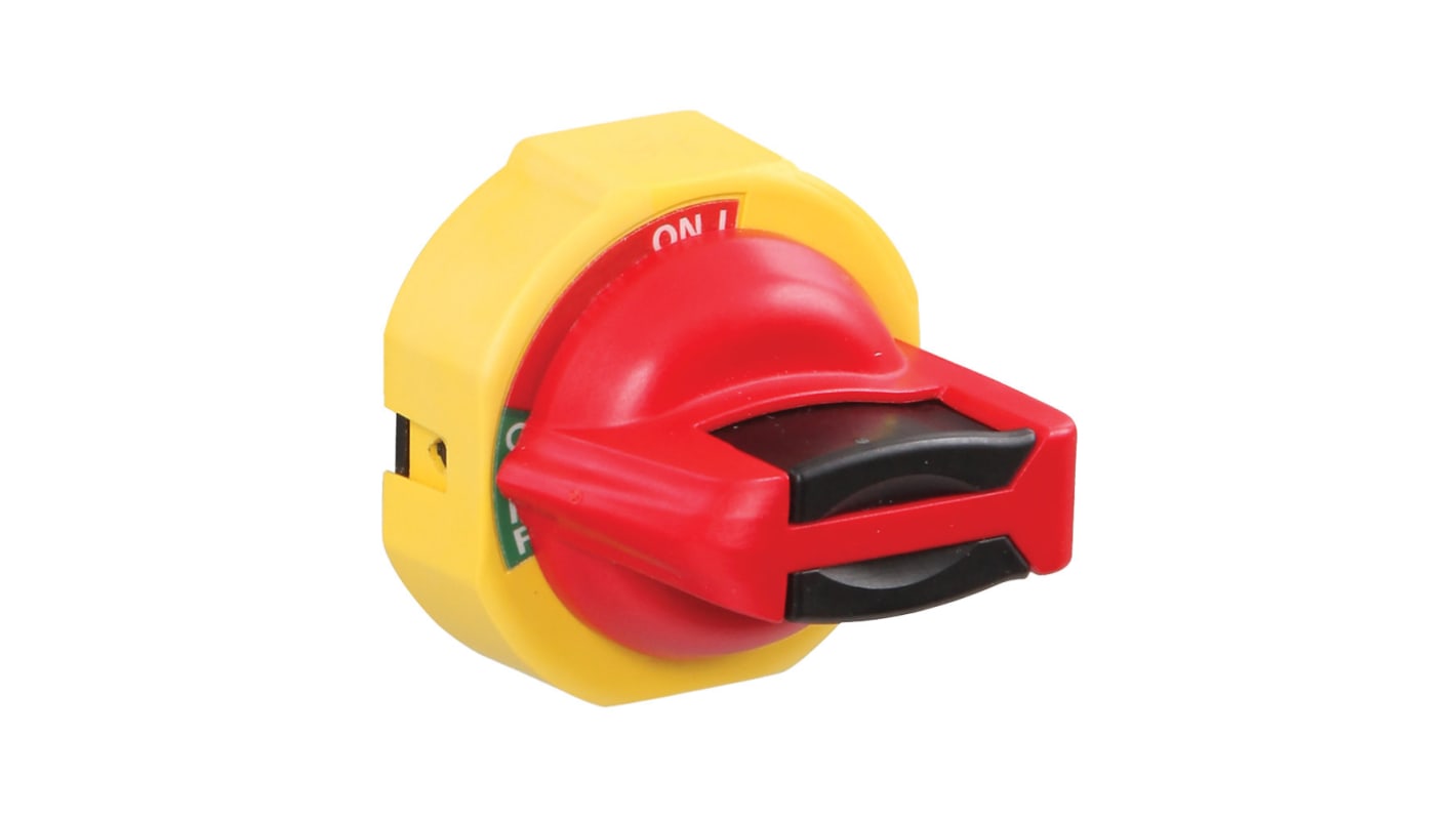 Maniglia rotante Rockwell Automation 140MT-SY per interruttori automatici, grado di protezione IP66, colore rosso/giallo.