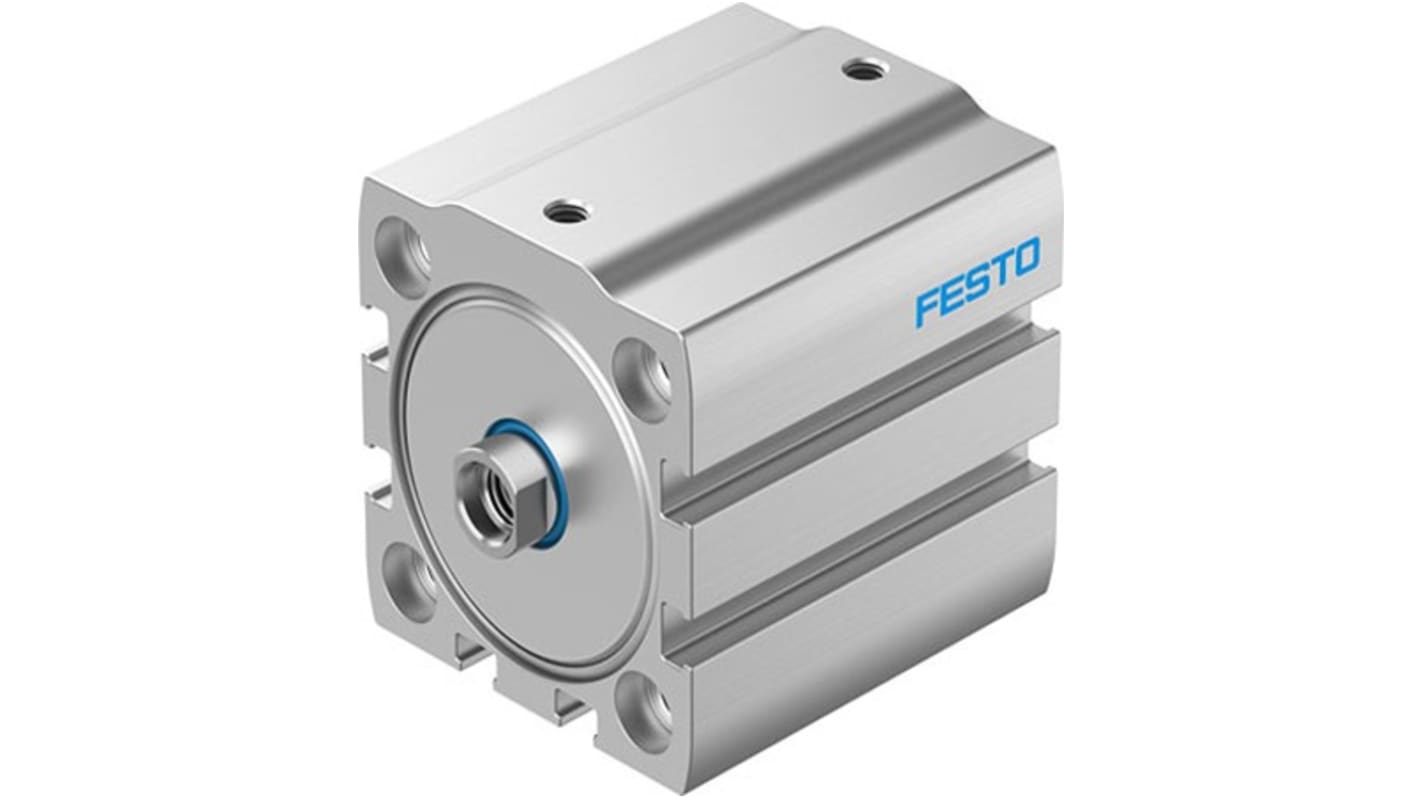 Cilindro pneumatico compatto Festo ADN-S-40-45-I-P-A, doppio effetto, foro 40mm, corsa 45mm, rilevamento posizione con interruttori di prossimità.