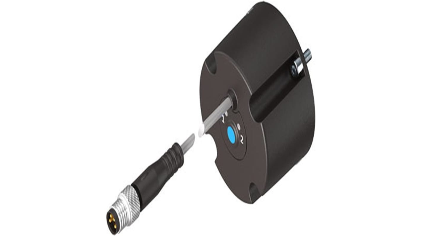 Sensore cilindrico Festo SRBS-Q1-10-E270-EP-1-S-M8, uscita NPN/PNP, alimentazione 24 V, grado di protezione IP65/IP68, montaggio a vite.