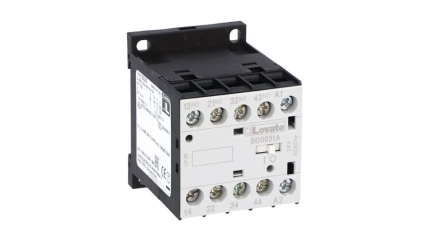 Contatto ausiliario Lovato 11BG0031A46060, relè di controllo con 4 contatti (1NC e 3NO), montaggio DIN, grado di inquinamento 3.