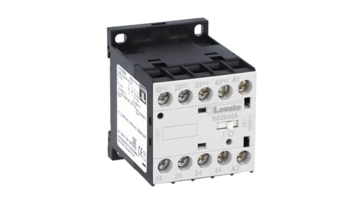 Contatto ausiliario Lovato 11BG0040A57560, 4NO, montaggio DIN, fusibile 16 A, compatibile EMC.