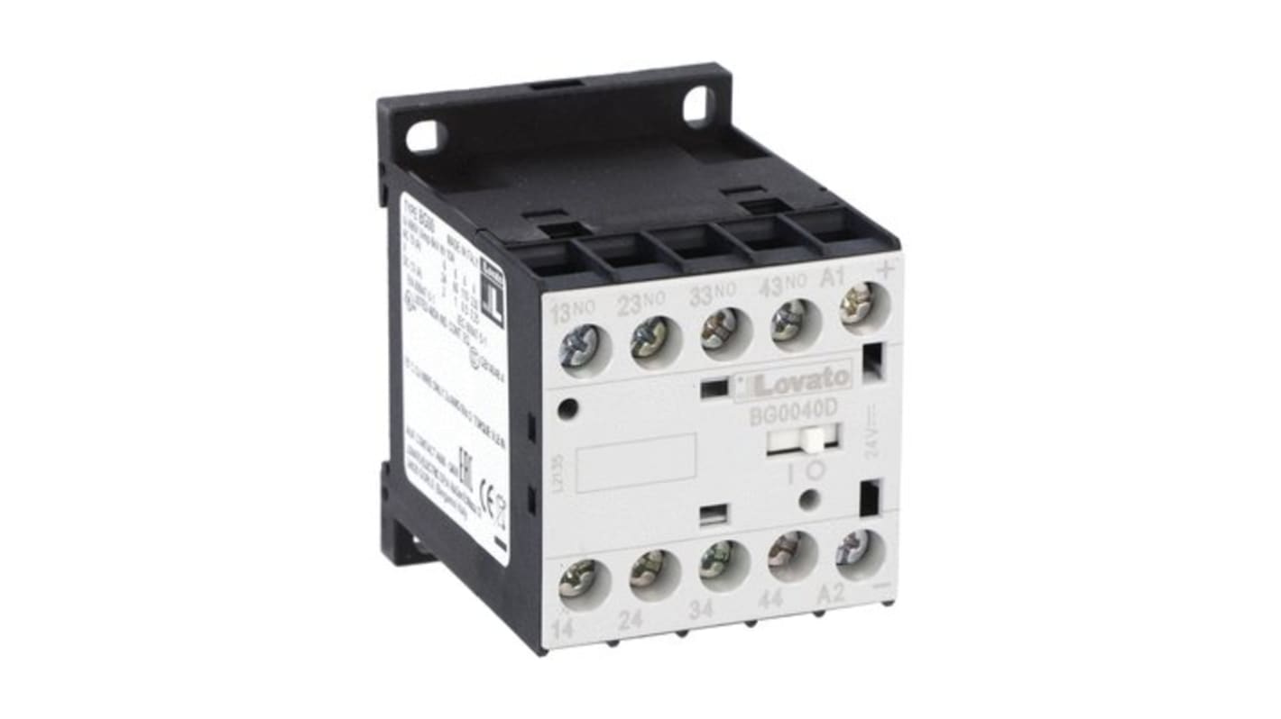Contatto ausiliario Lovato 11BG0040D060, 4NO, montaggio DIN, fusibile 16 A, grado di inquinamento 3, compatibile EMC.