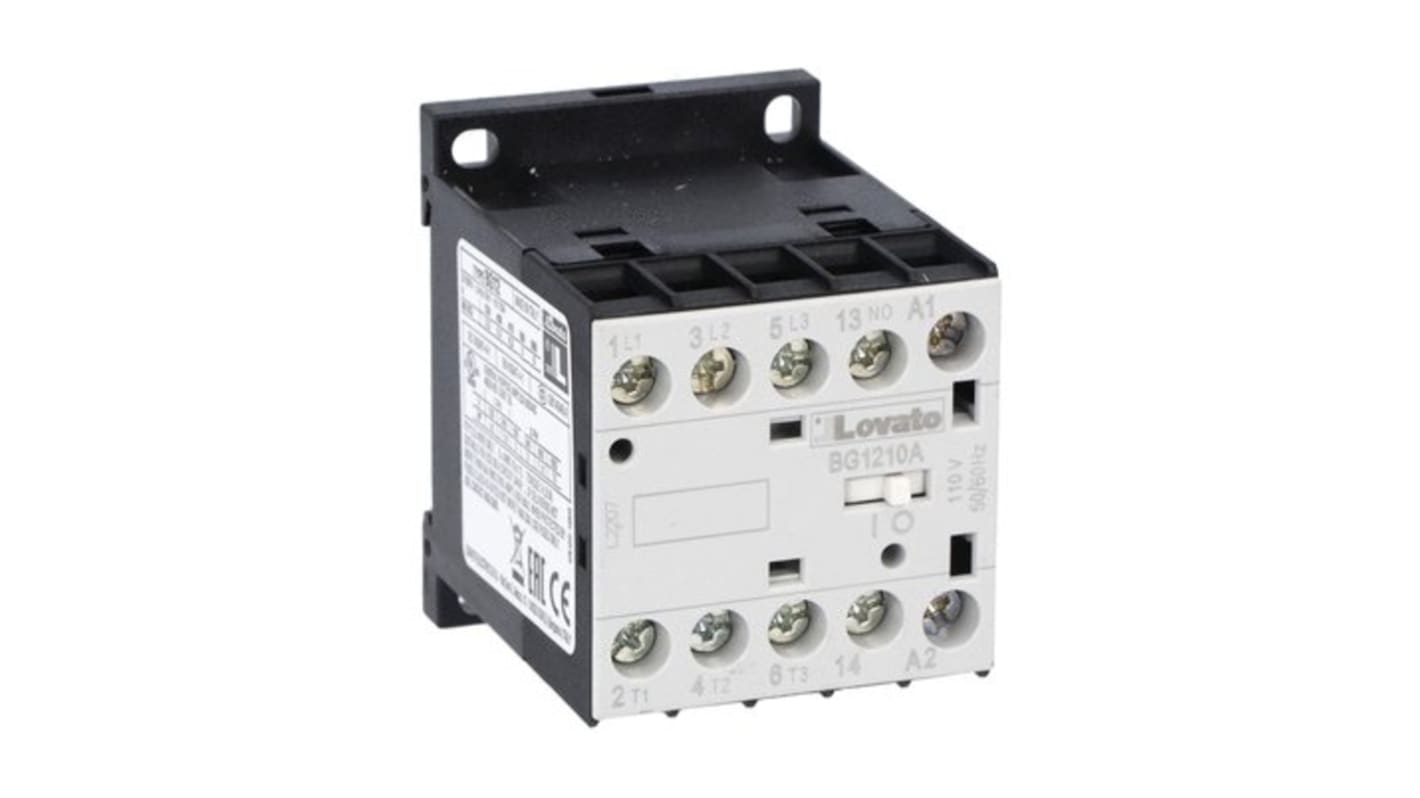 Contattore Lovato 11BG1210A02460, tripolare BG12, 3 poli, 1 contatto NA, 12 A, 24 V c.a., 690 V.
