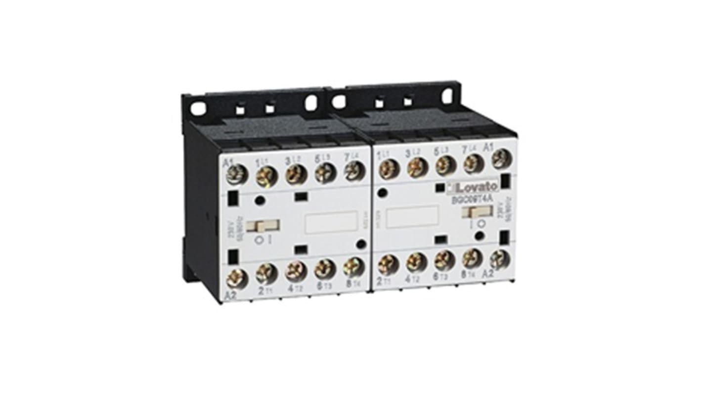 Contattore Lovato 11BGC09T4A02460, serie BGC09, bobina 24 V, corrente 20 A, potenza 22 kW, tensione contatto 690 V.