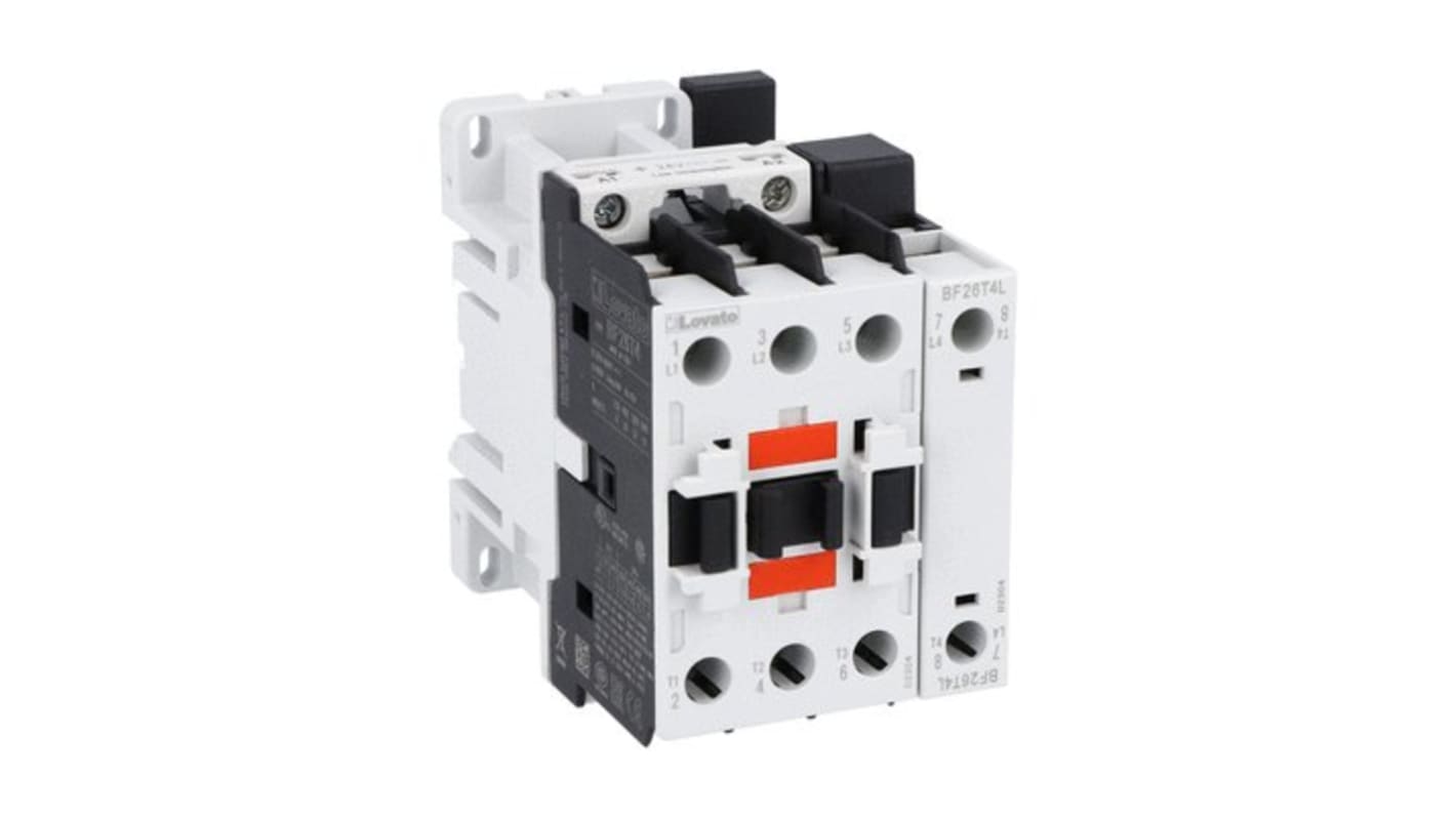 Contattore Lovato BF26T4L024, 4 poli, 45 A, bobina 24 V c.c., tensione contatto 690 V, per applicazioni fotovoltaiche.