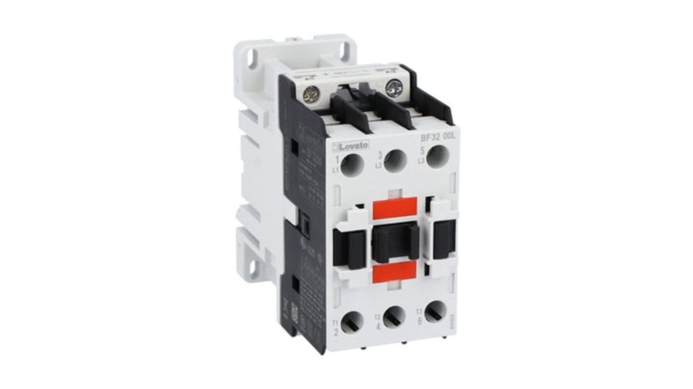 Contattore tripolare Lovato BF3200L048, 32 A, bobina 48 V, tensione contatti 690 V, progettato per applicazioni industriali.