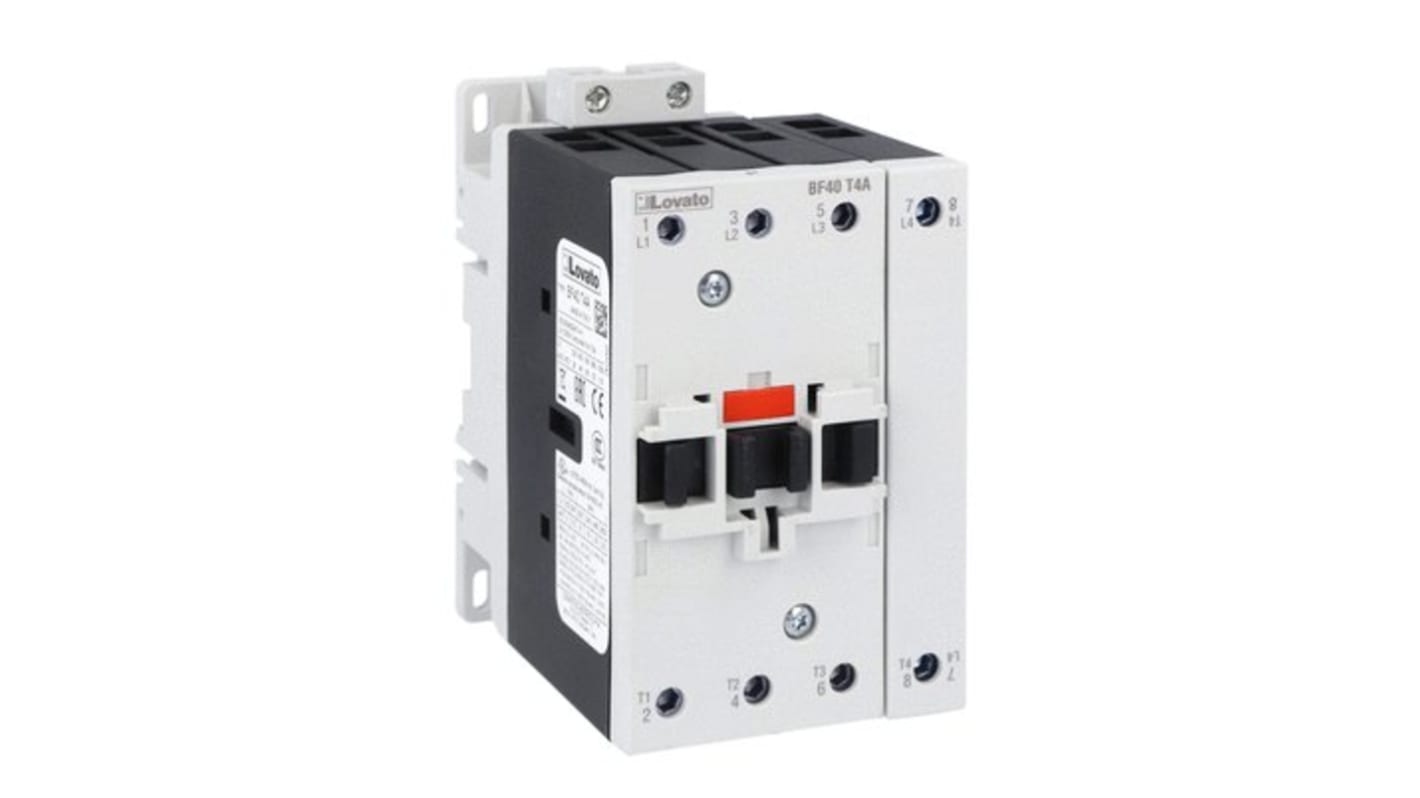 Contattore Lovato BF40T4A23060, 4 poli, 70 A, bobina 230 V c.a., tensione contatto 690 V, compatibile EMC.