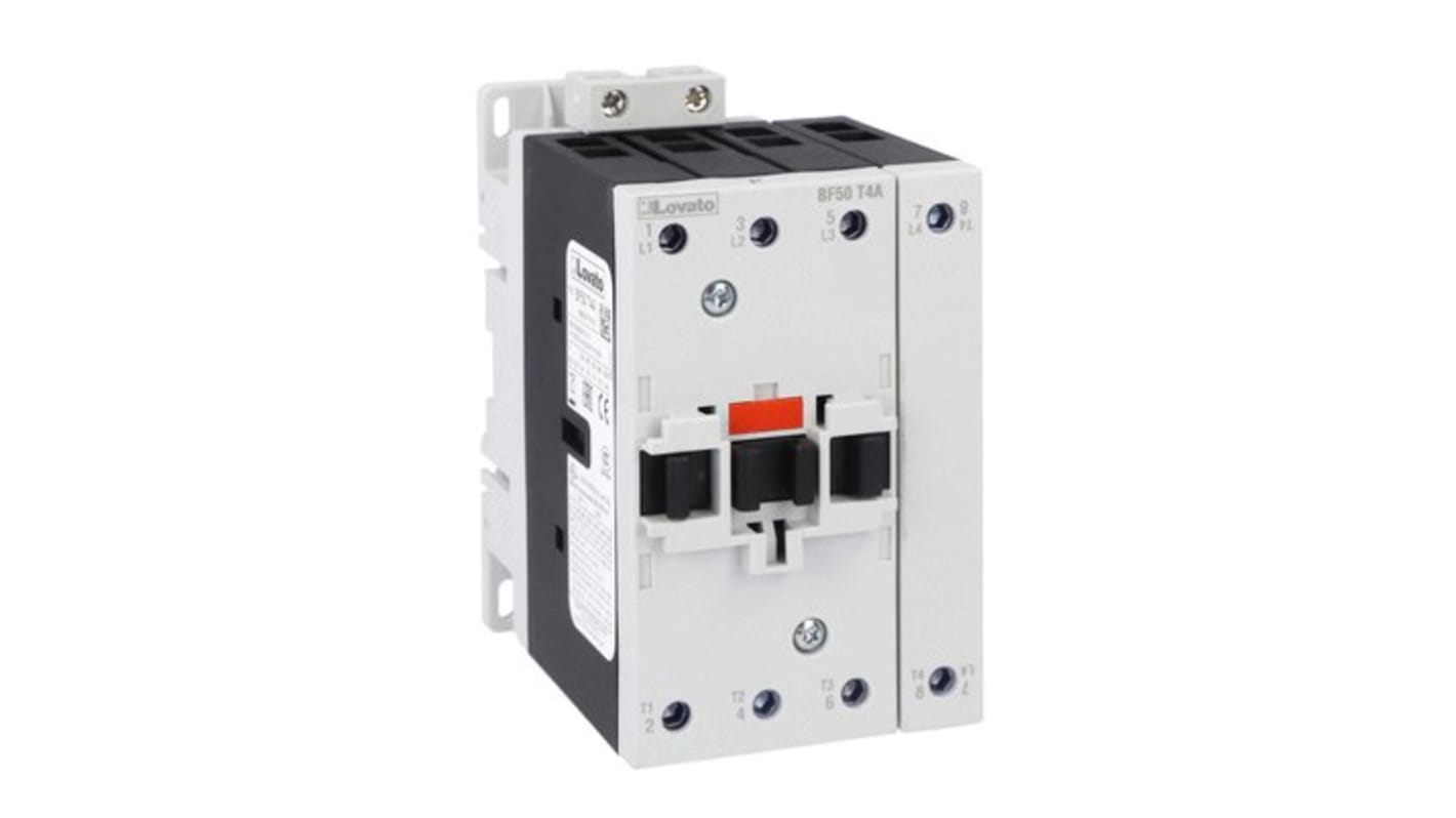 Contattore Lovato BF50T4A04860, 4 poli, 90 A, bobina 48 V c.a., tensione contatto 690 V, compatibile EMC.