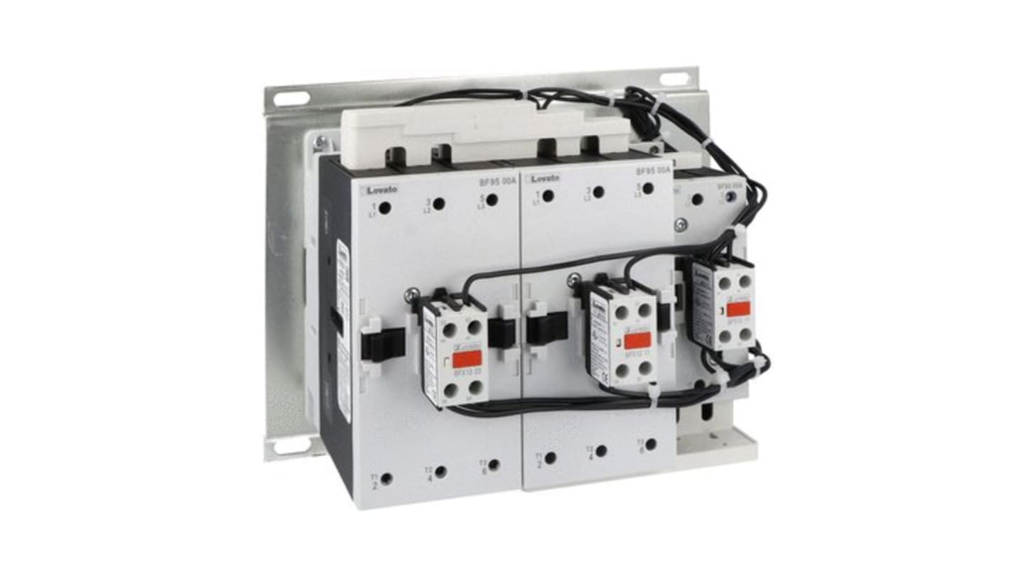 Starter stella-triangolo Lovato BFA15070230, potenza 132 kW, tensione 440 V, corrente 230 A, telaio aperto.