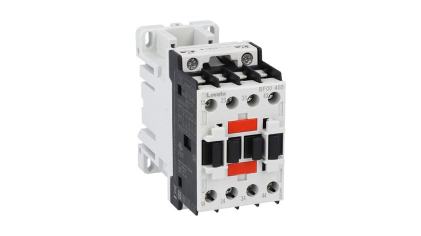 Contatto ausiliario Lovato BF0040D060, 4NO, montaggio su guida DIN, compatibile con EMC, grado di inquinamento 3.