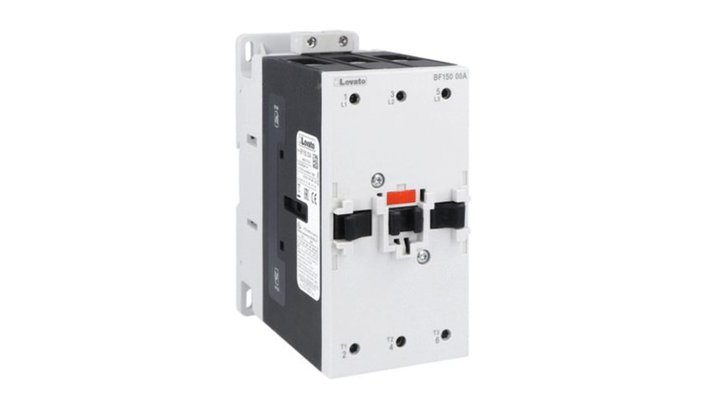 Contattore tripolare Lovato BF15000A46060, 150 A, 60 V, per applicazioni fotovoltaiche, conforme a CSA e UL.
