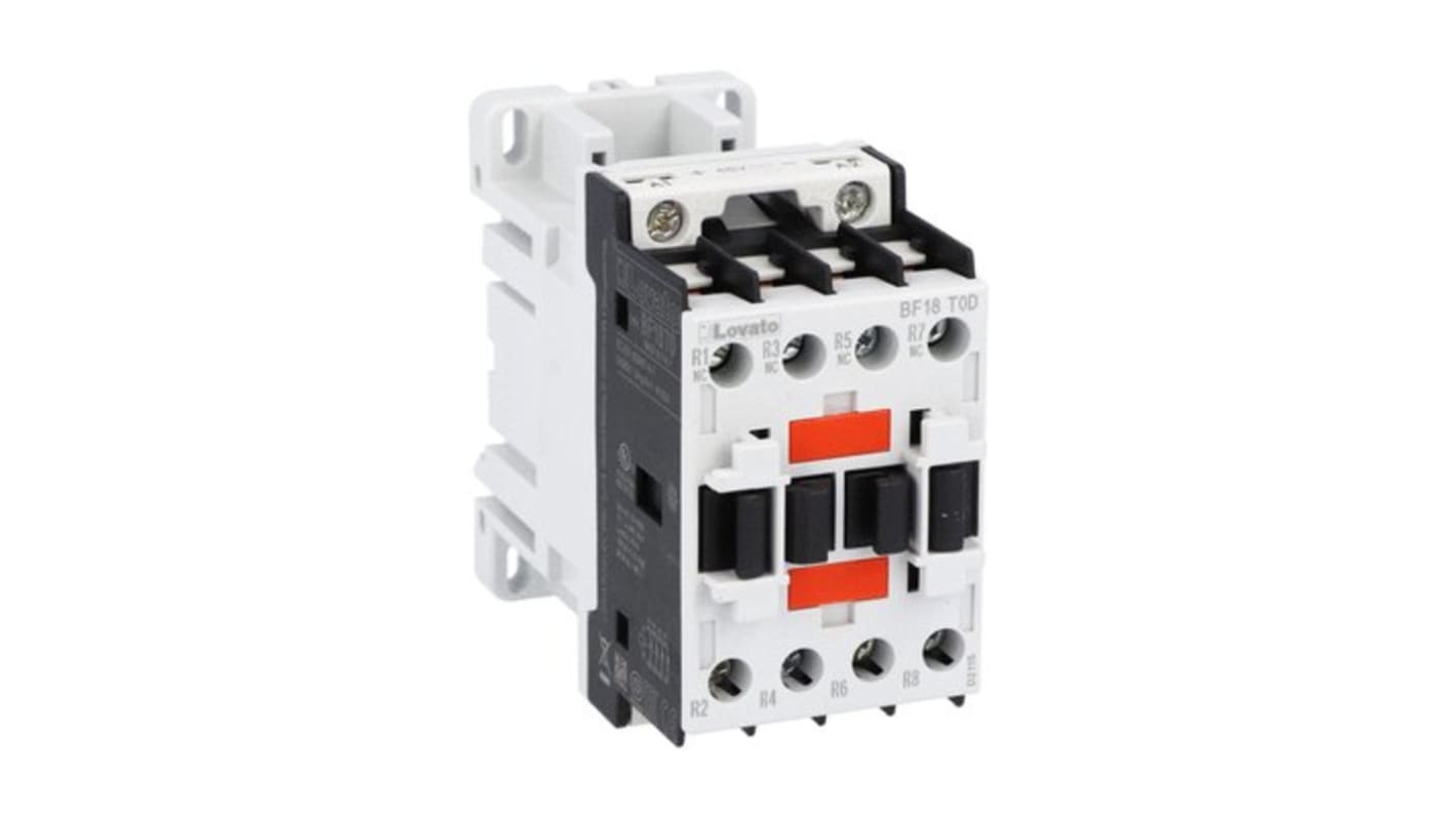 Contattore Lovato BF18T0D125, 4 poli, 32 A, bobina 125 V c.c., tensione contatto 690 V, progettato per applicazioni fotovoltaiche.