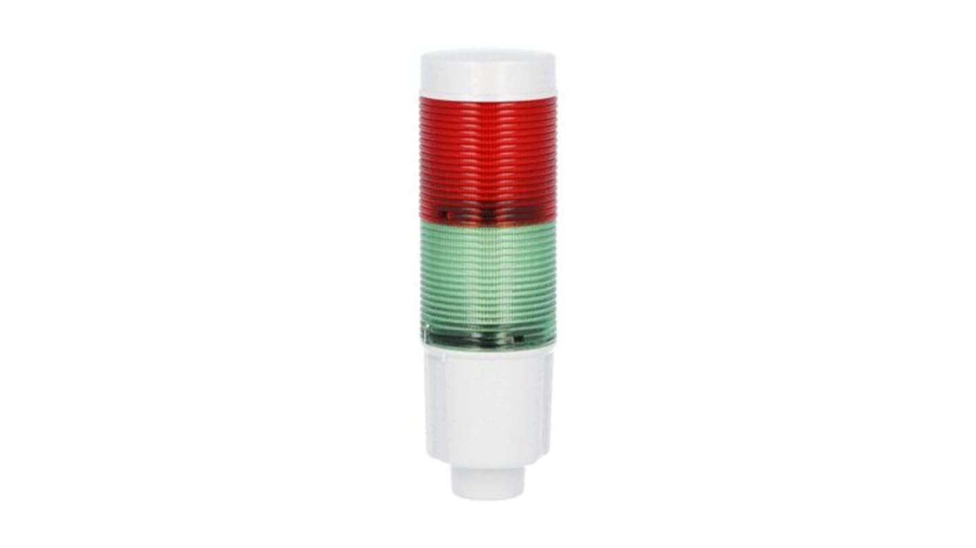 Torretta di segnalazione Lovato 8LT4K02BG, LED 24 V c.c., elementi Verde e Rosso, montaggio integrato, grado di protezione IP54.