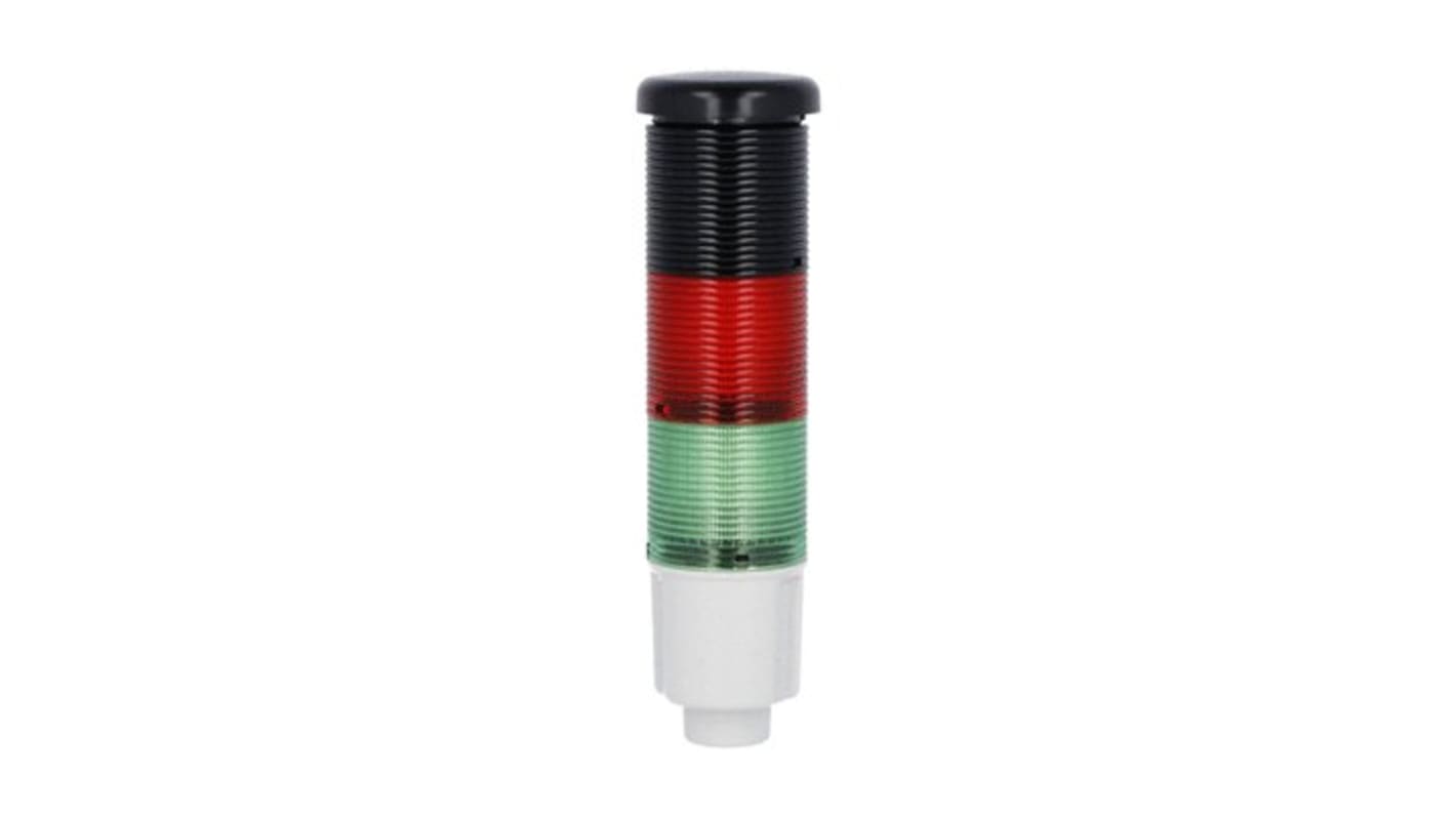 Torretta di segnalazione Lovato 8LT4K03BG, LED 24 V c.c., con sirena elettronica e lenti Verde e Rosso.