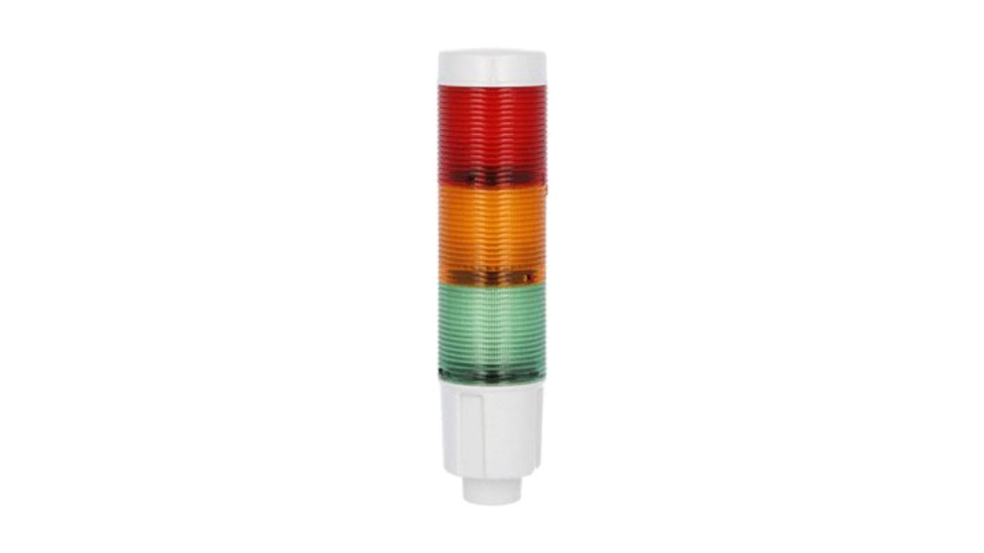 Torretta di segnalazione LED Lovato 8LT4K04BG, 3 elementi luminosi (verde, arancione, rosso), montaggio integrato, IP54.