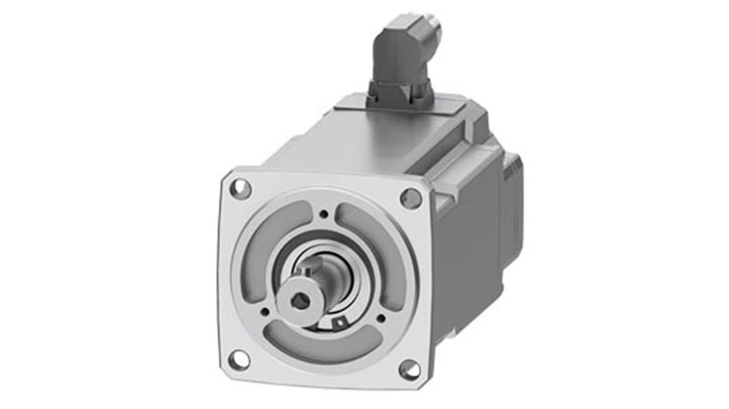 Servomotore Siemens 1FK2204-6AF00-1SA0, motore sincrono 1 kW, coppia massima 10 Nm, velocità 3000 giri/min, montaggio a chiave.